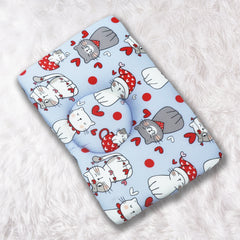 Kradyl Kroft Baby Head Shaping Pillow with 100% Cotton Removable Cover | New Born Pillow for Flat Head Prevention - Happy Cats