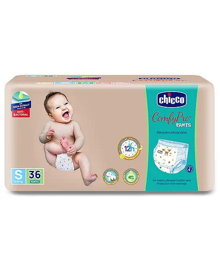 Chicco Comfypro Diaper Pants Small - 36 Pieces &  Wet Wipes with Fliptop - 72 Wipes