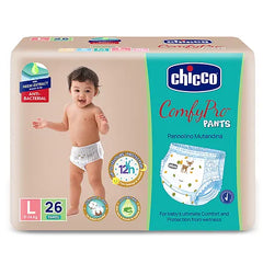 Chicco Comfypro Diaper Pants Large - 26 Pieces &  Baby Moments Soft Cleansing Wipes With Flap Cover - 72 Wipes