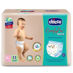 Chicco Comfypro Diaper Pants Extra Large - 11 Pieces & Soft Moisturizing Wet Wipes - 72 Pieces