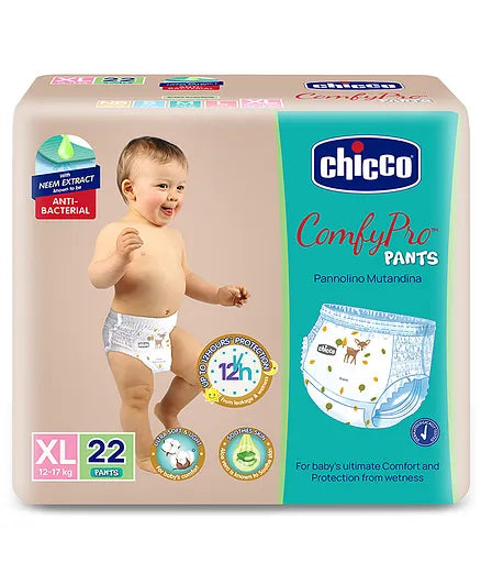 Chicco Comfypro Diaper Pants Extra Large - 22 Pieces &  Wet Wipes with Fliptop - 72 Wipes