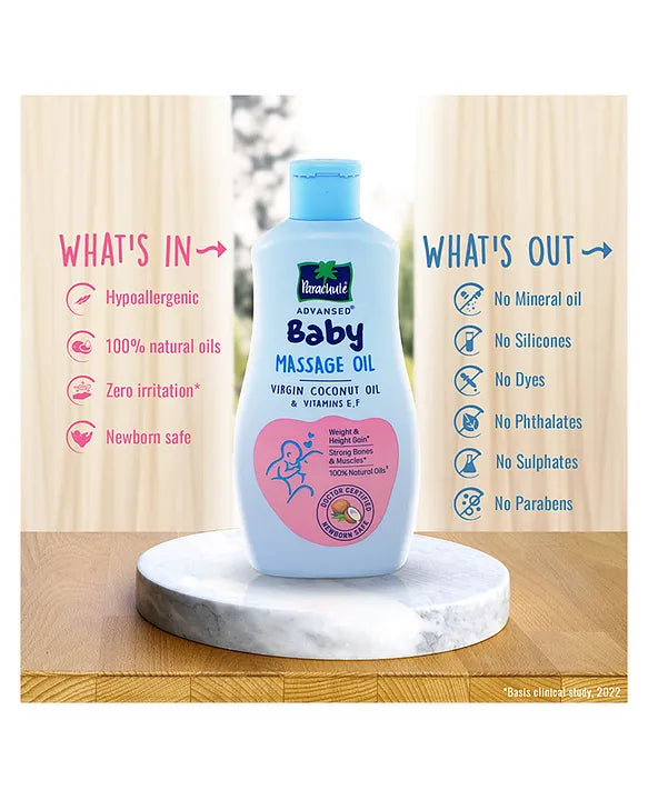 Parachute Advansed Baby 100% Virgin Coconut Baby Massage Oil with Vitamin E & F - 400 ml