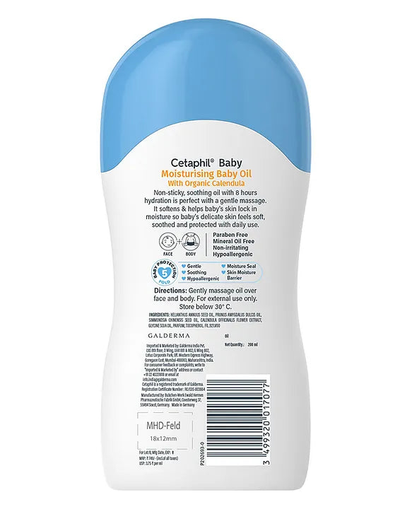 Cetaphil Baby Moisturizing Oil With Organic Calendula - 200ml