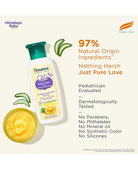 Himalaya Babycare Ghee Himalaya Baby Lotion with Pure Cow Ghee 700ml|pH 5.5|For Sensitive Baby Skin from Day 1|Upto 24-hr Moisture|Dermatologically Tested|Safe for Newborns|Aloe Vera