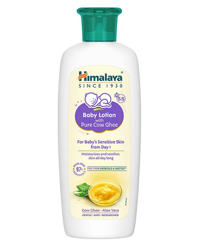Himalaya Babycare Ghee Himalaya Baby Lotion with Pure Cow Ghee 200ml|pH 5.5|For Sensitive Baby Skin from Day 1|Upto 24-hr Moisture|Dermatologically Tested|Safe for Newborns|Aloe Vera