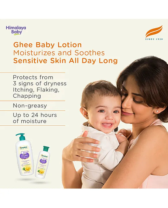Himalaya Babycare Ghee Himalaya Baby Lotion with Pure Cow Ghee 200ml|pH 5.5|For Sensitive Baby Skin from Day 1|Upto 24-hr Moisture|Dermatologically Tested|Safe for Newborns|Aloe Vera