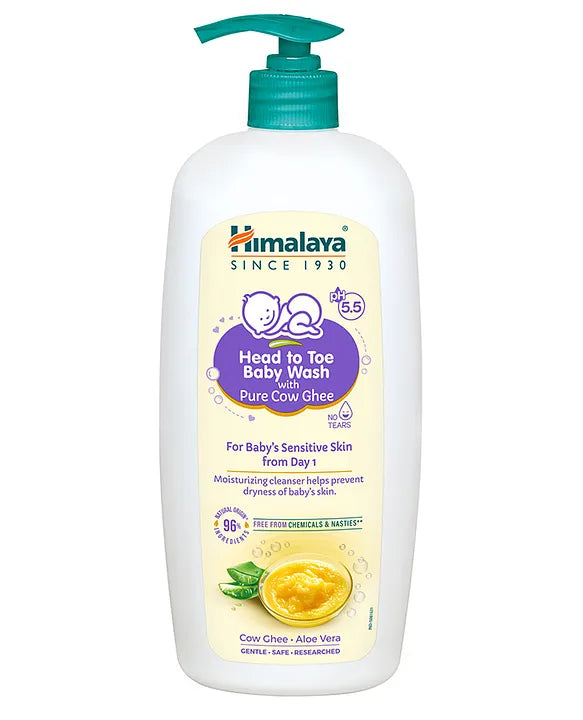 Himalaya Babycare Ghee Himalaya Head To Toe Baby Wash With Pure Cow Ghee 700 ml|pH5.5|For Sensitive Baby Skin from Day 1|Soap Free|No Tears|Newborn Safe|No Parabens|No Sulfates|Dermatologically Tested|Aloe Vera