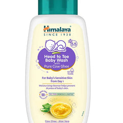 Himalaya Babycare Ghee Himalaya Head To Toe Baby Wash With Pure Cow Ghee 200 ml|pH5.5|For Sensitive Baby Skin from Day 1|Soap Free|No Tears|Newborn Safe|No Parabens|No Sulfates|Dermatologically Tested|Aloe Vera