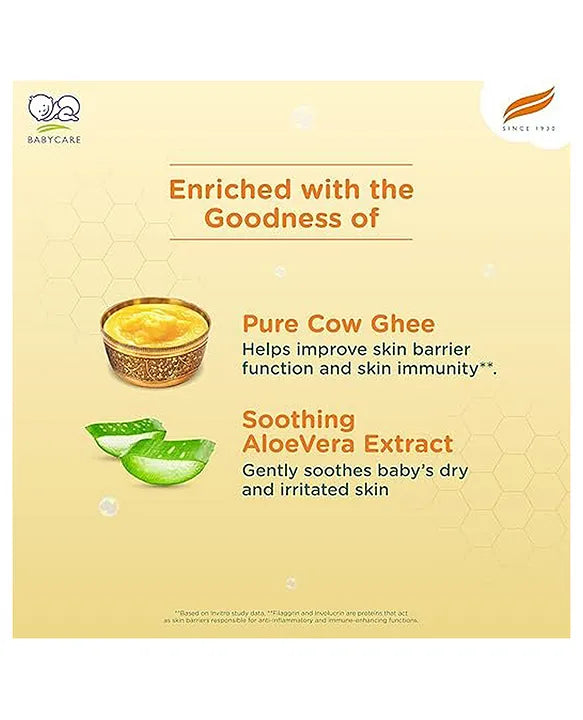 Himalaya Babycare Ghee Himalaya Head To Toe Baby Wash With Pure Cow Ghee 200 ml|pH5.5|For Sensitive Baby Skin from Day 1|Soap Free|No Tears|Newborn Safe|No Parabens|No Sulfates|Dermatologically Tested|Aloe Vera