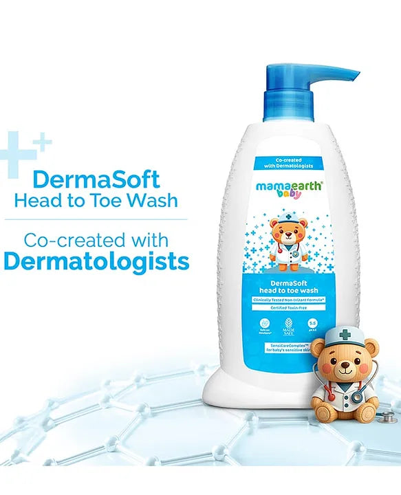 Mamaearth Baby DermaSoft Head to Toe Wash with SensiCareComplex for Baby's Sensitive Skin - 250 ml