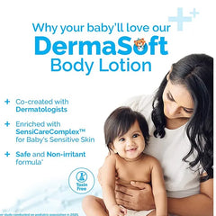 Mamaearth Baby DermaSoft Body Lotion with SensiCareComplex for Baby's Sensitive Skin Co-created with Dermatologists | Safe and Non-irritant formula | Fragrance Free - 250 ml