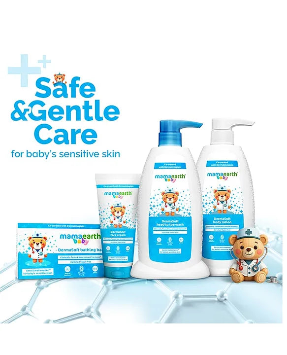 Mamaearth Baby DermaSoft Body Lotion with SensiCareComplex for Baby's Sensitive Skin Co-created with Dermatologists | Safe and Non-irritant formula | Fragrance Free - 250 ml