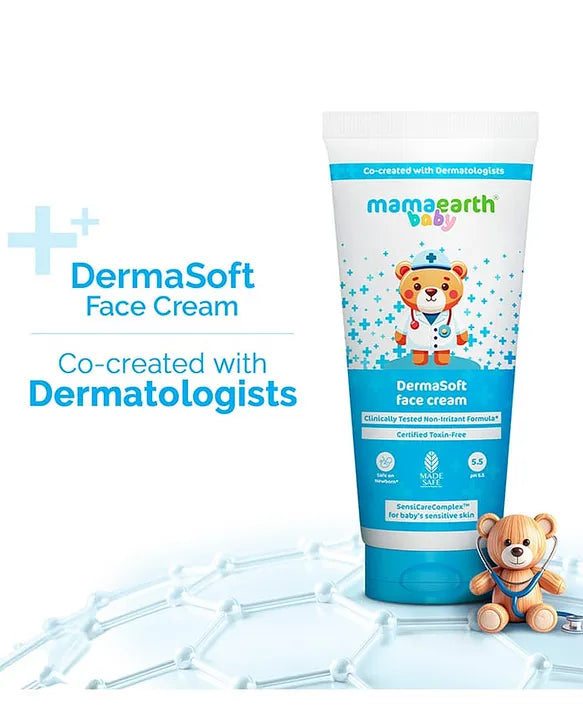 Mamaearth Baby DermaSoft Face Cream with SensiCareComplex for Baby's Sensitive Skin - 80 g