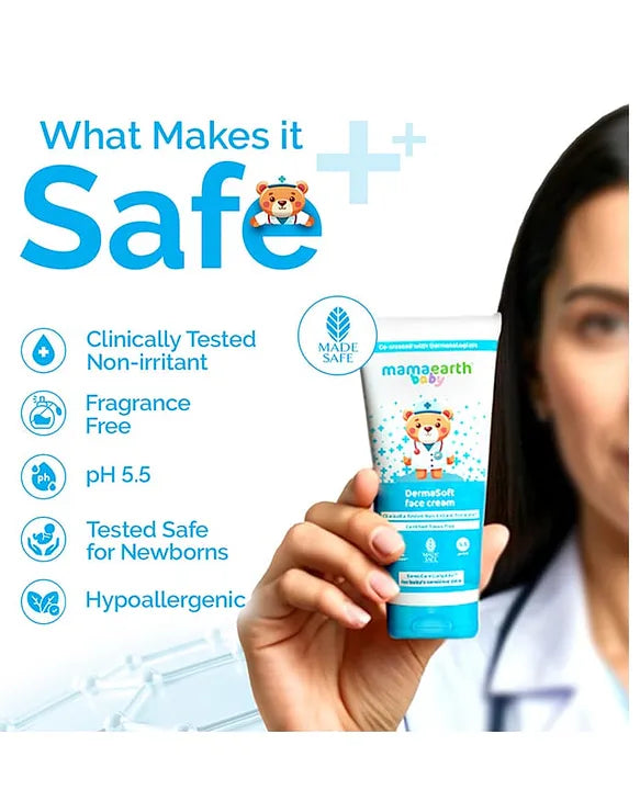 Mamaearth Baby DermaSoft Face Cream with SensiCareComplex for Baby's Sensitive Skin - 80 g