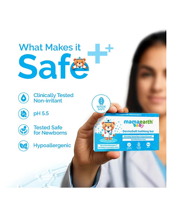 Mamaearth Baby Dermasoft Bathing Bar With Sensicare Complextm for Baby's Sensitive Skin - 75 g