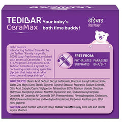 Torrent Pharma Tedibar Ceramax Bathing Bar | Enriched with Ceramides & Vitamin E | 100% Soap Free | Skin friendly pH Pack of 3 - 75 g Each