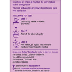 Torrent Pharma Tedibar Ceramax Bathing Bar | Enriched with Ceramides & Vitamin E | 100% Soap Free | Skin friendly pH Pack of 3 - 75 g Each