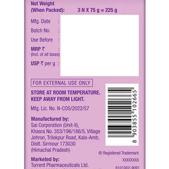 Torrent Pharma Tedibar Ceramax Bathing Bar | Enriched with Ceramides & Vitamin E | 100% Soap Free | Skin friendly pH Pack of 3 - 75 g Each