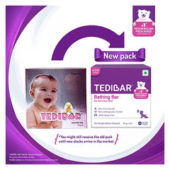 Torrent Pharma Tedibar Moisturising Baby Bathing Bar 75g x 2 (Pack of 1) 100% Soap Free No. 1* Paediatrician Prescribed Moisturising Bar - By