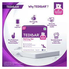 Torrent Pharma Tedibar Moisturising Baby Bathing Bar 75g x 2 (Pack of 1) 100% Soap Free No. 1* Paediatrician Prescribed Moisturising Bar - By