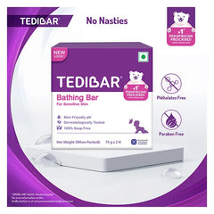 Torrent Pharma Tedibar Moisturising Baby Bathing Bar 75g x 2 (Pack of 1) 100% Soap Free No. 1* Paediatrician Prescribed Moisturising Bar - By