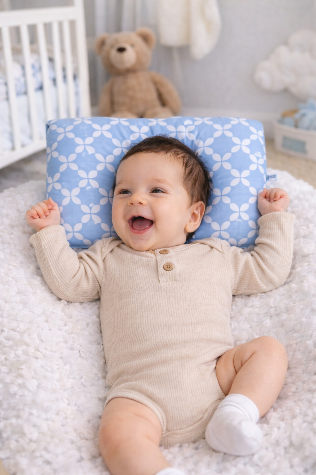 Happy Blue New Born Pillow | Baby Pillow | Head Shaping Pillow