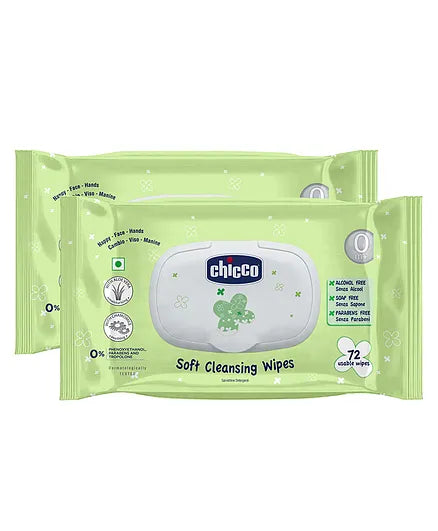 Chicco Baby Moments Fliptop Wipes - 72 Wipes (Pack of 4)