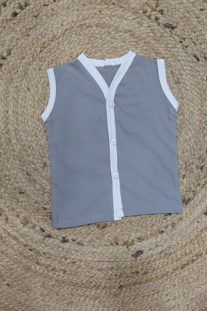 1 Pc Sleeveless Cotton Jersey Hoisery Jhabla Vest - Grey