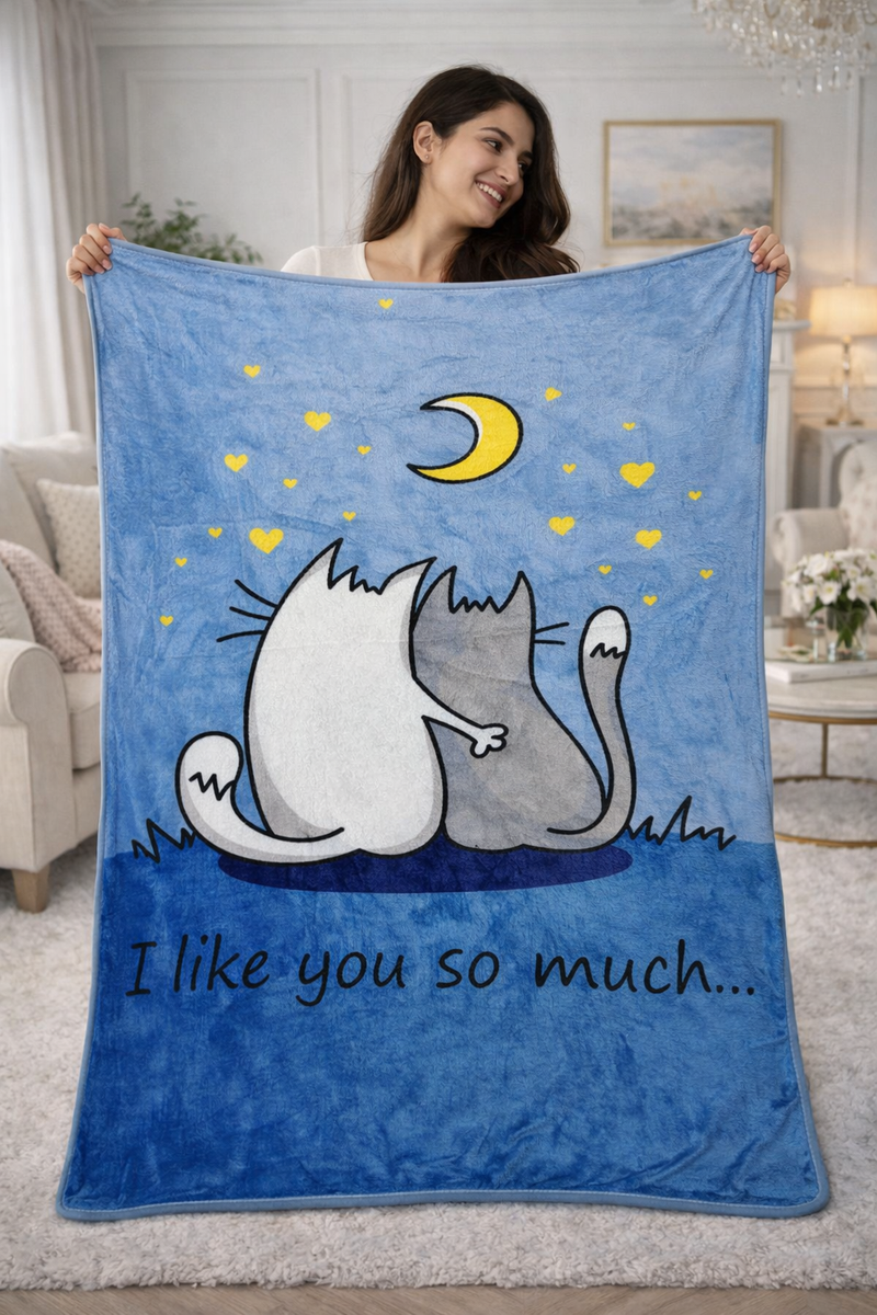 Lightweight Soft Plush Velvet Fleece 2 way Printed Blanket for 1 -7 Year Olds - 2 Cats