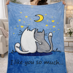 Lightweight Soft Plush Velvet Fleece 2 way Printed Blanket for 1 -7 Year Olds - 2 Cats