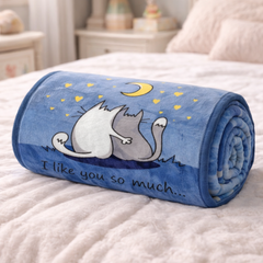 Lightweight Soft Plush Velvet Fleece 2 way Printed Blanket for 1 -7 Year Olds - 2 Cats