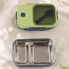 2 Compartment Stainless Steel Lunch Box | Leak Proof Easy Lock | BPA Free Food Grade Tiffin Box