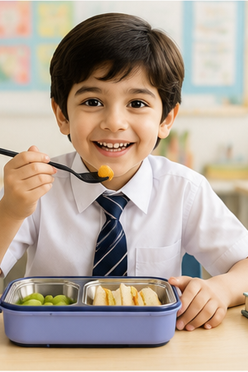2 Compartment Stainless Steel Lunch Box | Leak Proof Easy Lock | BPA Free Food Grade Tiffin Box