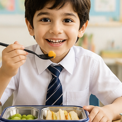 2 Compartment Stainless Steel Lunch Box | Leak Proof Easy Lock | BPA Free Food Grade Tiffin Box
