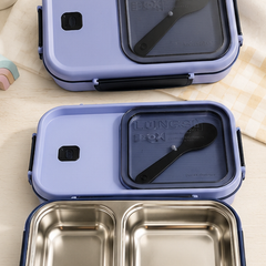2 Compartment Stainless Steel Lunch Box | Leak Proof Easy Lock | BPA Free Food Grade Tiffin Box