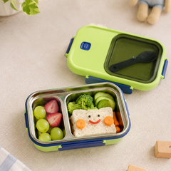 2 Compartment Stainless Steel Lunch Box | Leak Proof Easy Lock | BPA Free Food Grade Tiffin Box