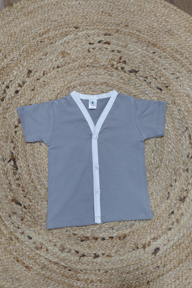 1 Pc Short Sleeve Cotton Jersey Hoisery Jhabla Vest - Grey