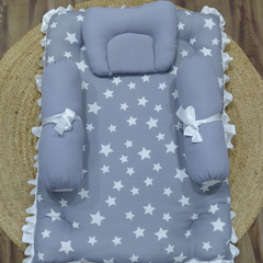 4 Pcs Muslin Bedding Set for 0 to 6 Months - Born Star Grey