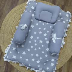 4 Pcs Muslin Bedding Set for 0 to 6 Months - Born Star Grey