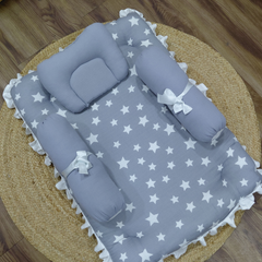 4 Pcs Muslin Bedding Set for 0 to 6 Months - Born Star Grey