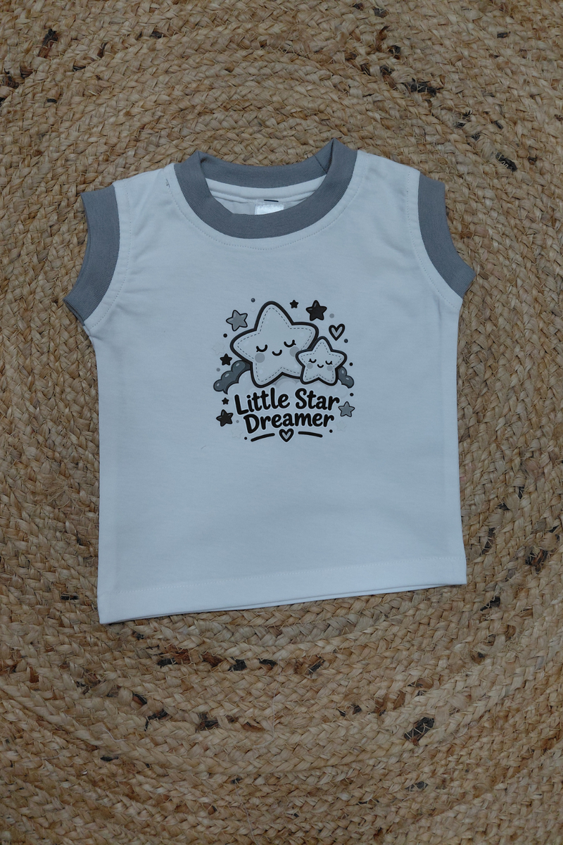 Sleeveless Kids Tee - 100% Cotton Little Star Dreamer