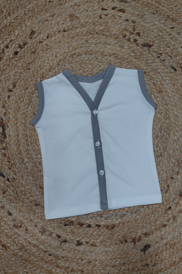 1 Pc Sleeveless Cotton Jersey Hoisery Jhabla Vest - White