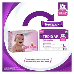 Torrent Pharma Tedibar Moisturising Baby Bathing Bar 75gx3 (Pack of 1) with Skin Friendly pH 100 Percent Soap Free Prevents Dryness & Rashes Dermatologically Tested - By