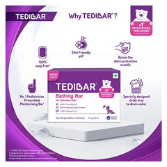 Torrent Pharma Tedibar Moisturising Baby Bathing Bar 75gx3 (Pack of 1) with Skin Friendly pH 100 Percent Soap Free Prevents Dryness & Rashes Dermatologically Tested - By