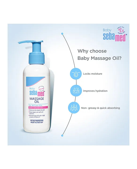 Sebamed Baby  Massage Oil| With Soya Oil|Non- greasy|Ideal for newborn |150 ml