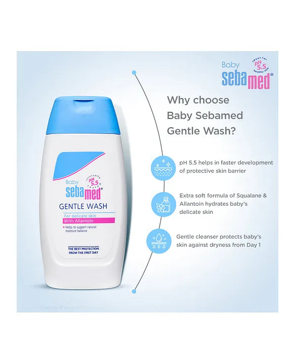 Sebamed Baby  Gentle Wash|pH 5.5|Baby Body Wash|Soap Free|Tear Free|200 ml