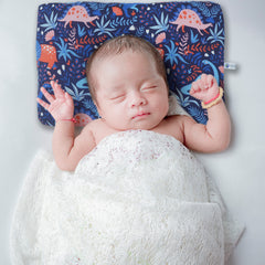 Kradyl Kroft Baby Head Shaping Pillow with 100% Cotton Removable Cover | New Born Pillow for Flat Head Prevention (Happy Dino)