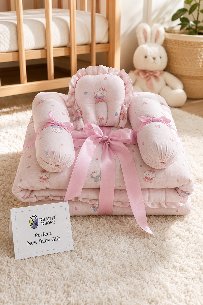 4 Pcs Muslin Bedding Set for 0 to 6 Months - Frill Puppy