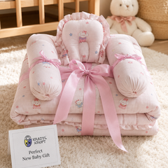 4 Pcs Muslin Bedding Set for 0 to 6 Months - Frill Puppy