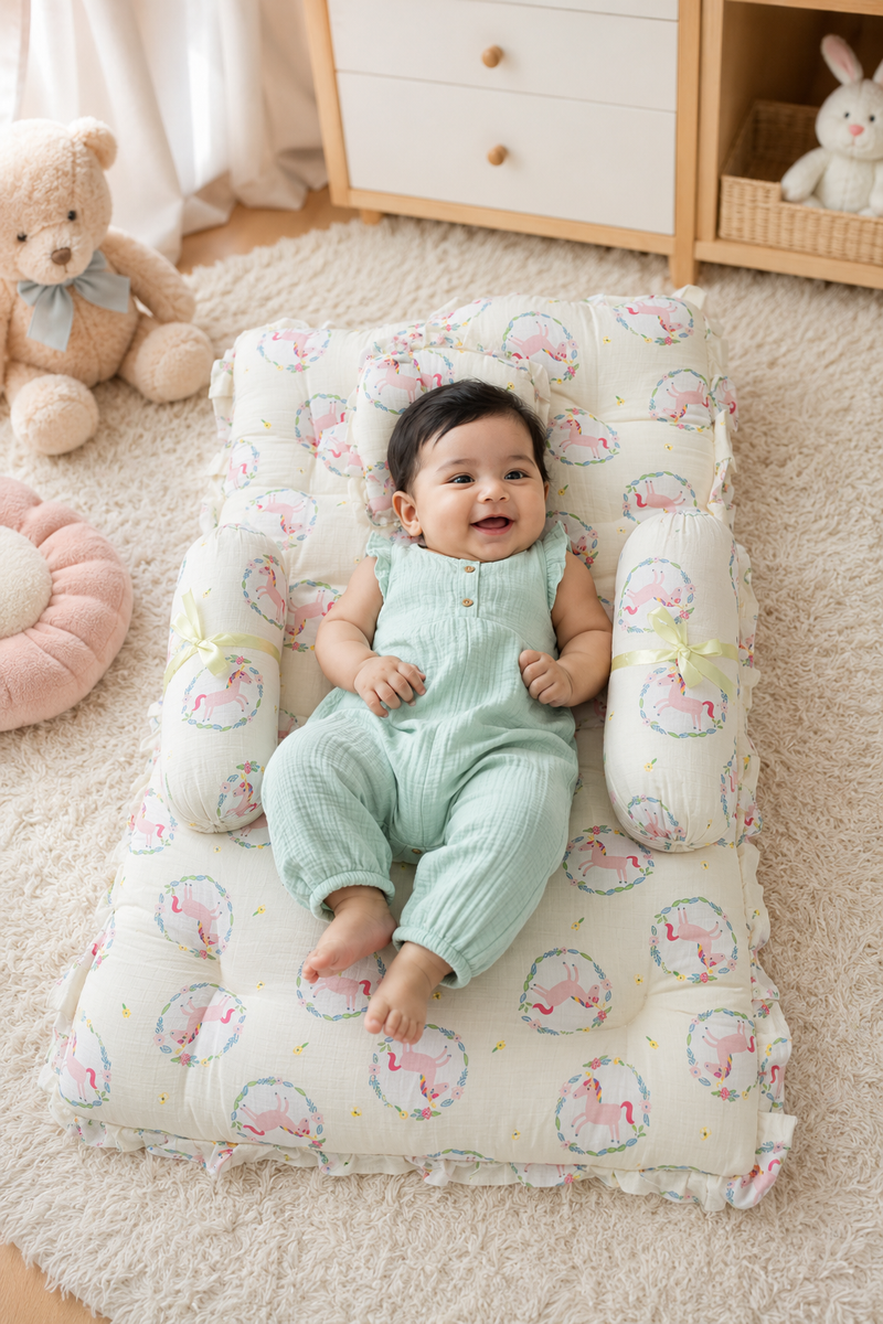 4 Pcs Muslin Bedding Set for 0 to 6 Months - Yellow Horse